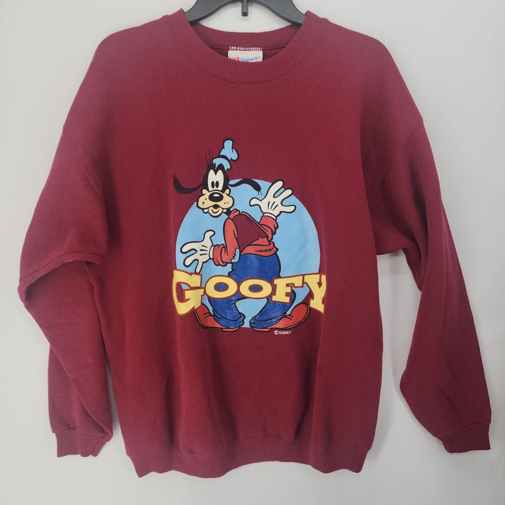 Vintage Disney Goofy Hanes Heavyweight Crewneck Sweatshirt Burgundy L